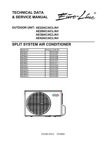 technical data & service manual outdoor unit: ae22ac/acl/ah ae28ac ...