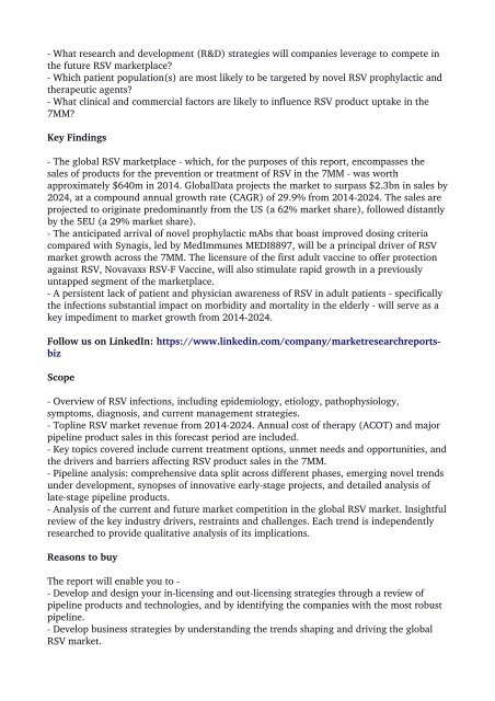 OpportunityAnalyzer: Respiratory Syncytial Virus (RSV) - Opportunity Analysis and Forecasts to 2024 