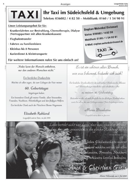 Lengenfelder Echo, Ausgabe August 2010 - Eichsfeld-Archiv des ...