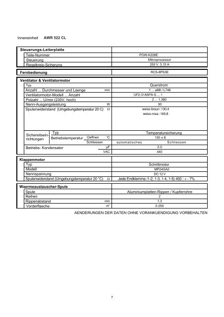 TECHNISCHE DATEN & SERVICE HANDBUCH ... -  Kälte Bast GmbH