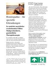 Homöopathie - für spezielle Erkrankungen