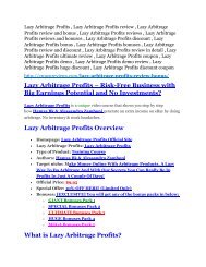 Lazy Arbitrage Profits review - Lazy Arbitrage Profits (MEGA) $23,800 bonuses