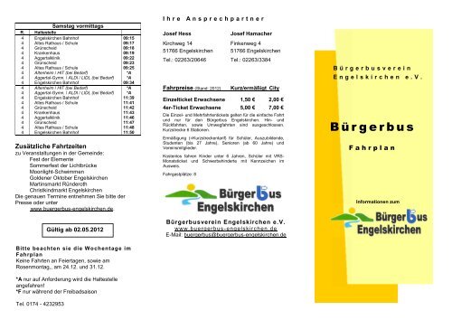 Fahrplan Bürgerbus Engelskirchen - OVAG