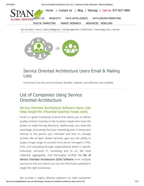 Purchase Accurate List of Service Oriented Architecture Users from Span Global Services