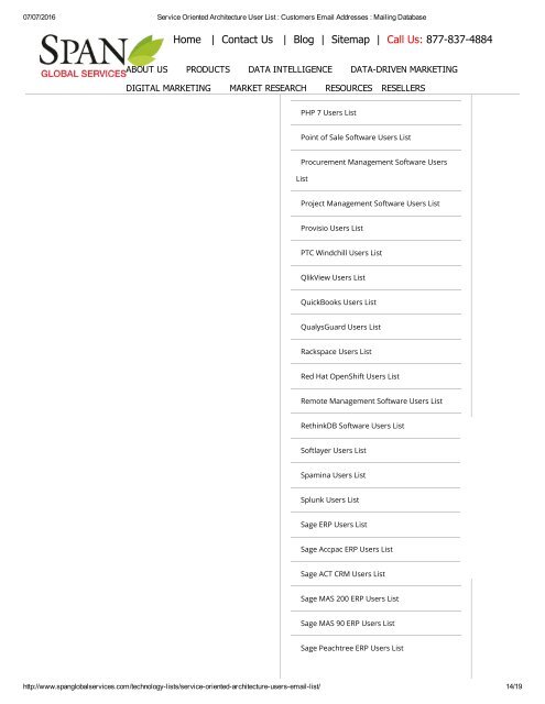 Purchase Accurate List of Service Oriented Architecture Users from Span Global Services