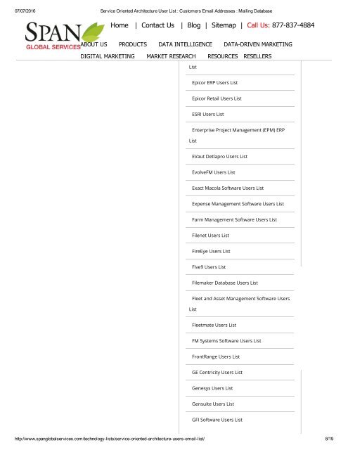 Purchase Accurate List of Service Oriented Architecture Users from Span Global Services