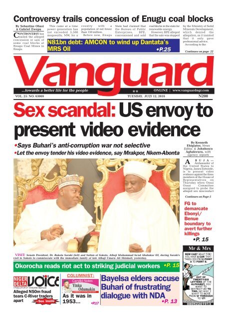 Sex scandal: US envoy to present video evidence