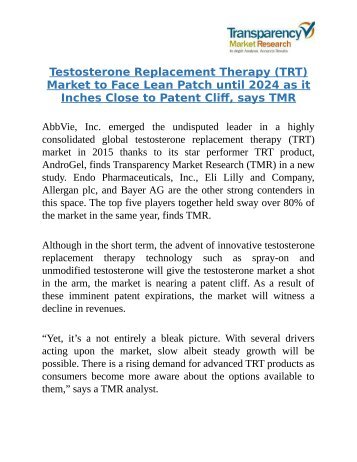 Testosterone Replacement Therapy Market