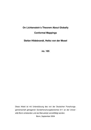 On Lichtenstein's Theorem About Globally Conformal Mappings ...