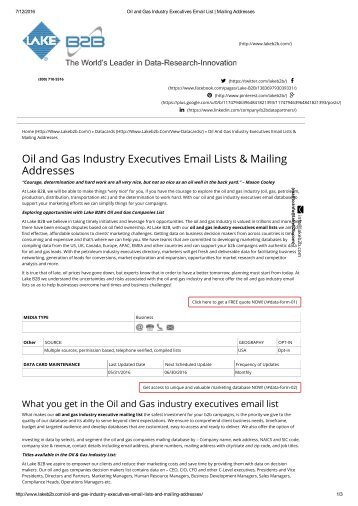 Marketing List of Oil and Gas companies