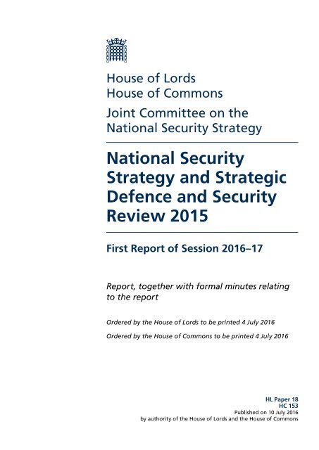 National Security Strategy and Strategic Defence and Security Review 2015