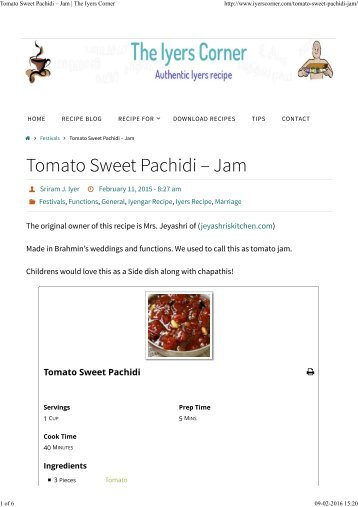 Tomato Sweet Pachidi – Jam _ The Iyers Corner