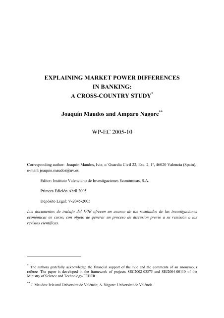 EXPLAINING MARKET POWER DIFFERENCES IN BANKING: A ...