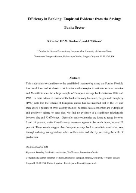 Efficiency in Banking: Empirical Evidence from the Savings ... - Ivie