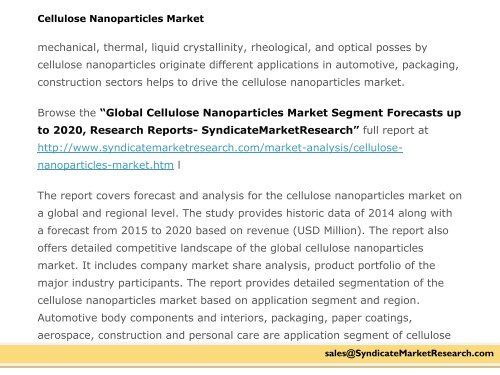 Cellulose Nanoparticles Market