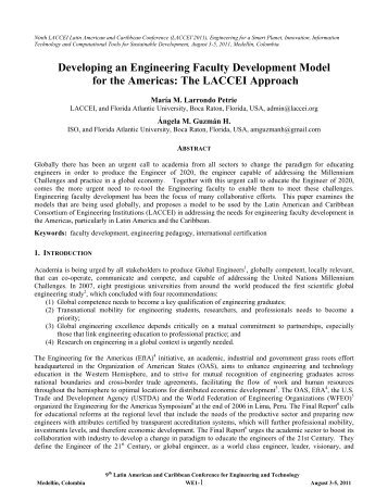 Developing an Engineering Faculty Development Model for ... - Laccei