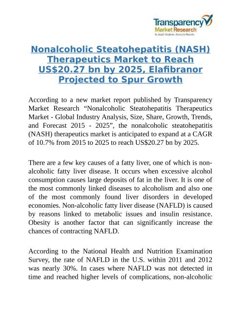 Nonalcoholic Steatohepatitis Therapeutics Market