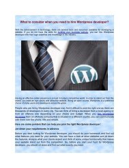 What to consider when you need to hire Wordpress developer