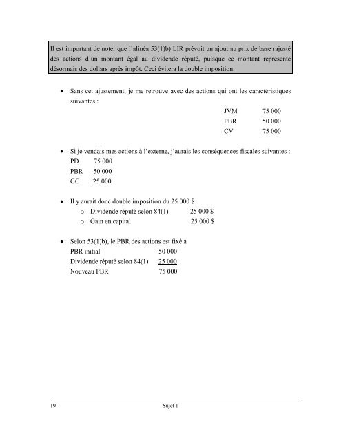 RÉORGANISATIONS ET PLANIFICATION FISCALE