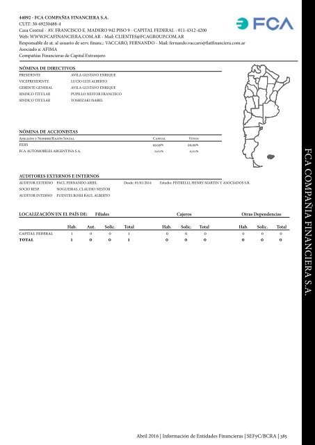 Información de Entidades Financieras