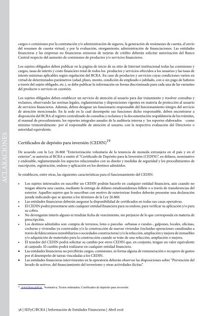 Información de Entidades Financieras