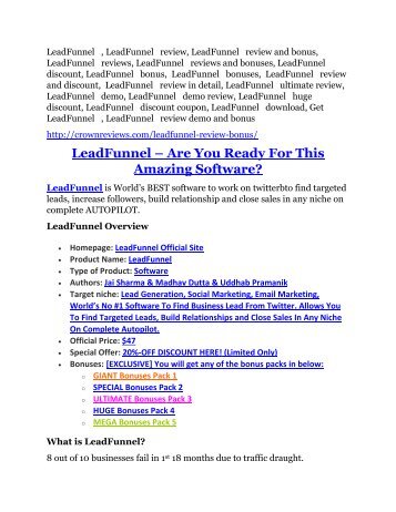 LeadFunnel Review and $30000 Bonus - LeadFunnel 80% DISCOUNT  