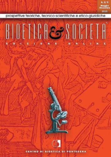 Bioetica & Società Anno XIII - N. 2/3