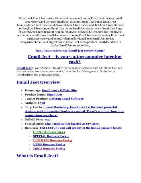 Email Jeet review & bonuses - cool weapon