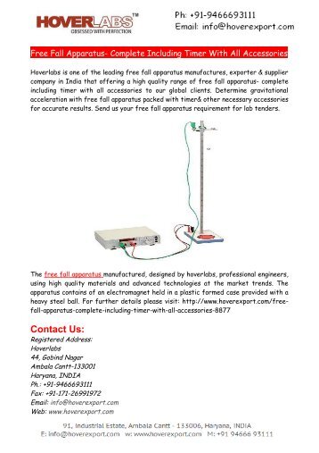 Free Fall Apparatus- Complete Including Timer With All Accessories