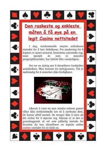 Den raskeste og enkleste måten å få øye på en legit Casino nettstedet