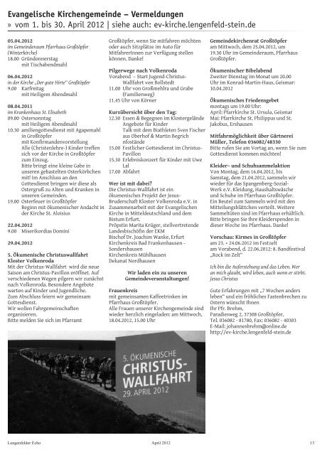 Lengenfelder Echo, Ausgabe April 2012 - Eichsfeld-Archiv des ...