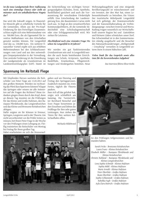 Lengenfelder Echo, Ausgabe April 2012 - Eichsfeld-Archiv des ...