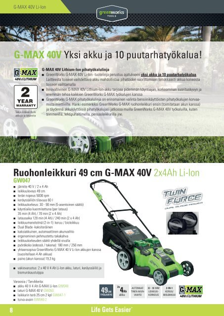 Greenworks tools - Akkutoimiset pihatyökalut  2015 IKH