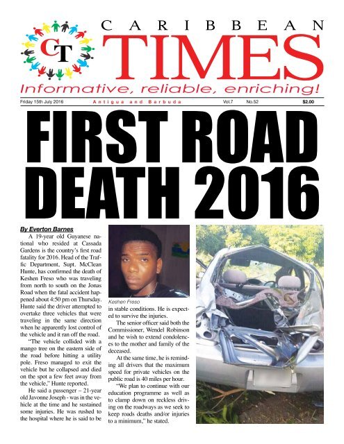 Caribbean Times 52nd Issue - Friday 15th July 2016
