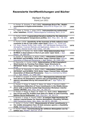Rezensierte Veröffentlichungen und Bücher Herbert Fischer - IMK-ASF