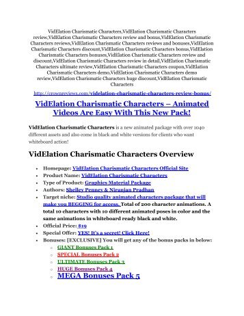 VidElation Charismatic Characters review & bonus - I was Shocked! 