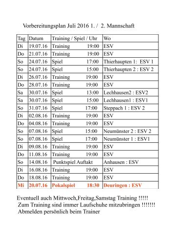 Vorbereitungsplan 2016