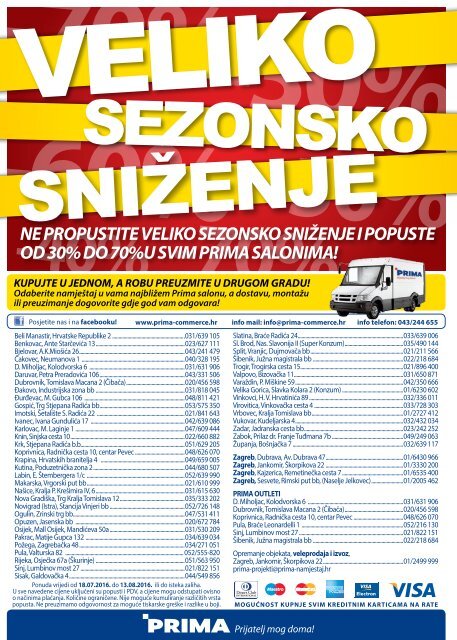 Prima namještaj akcijski letak srpanj-kolovoz 2016