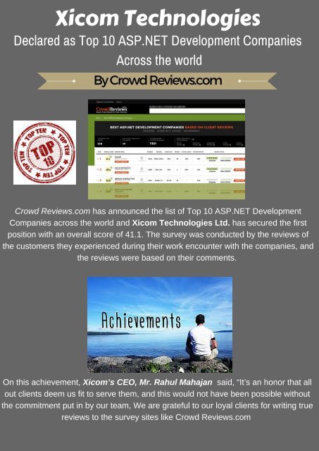 Xicom Technologies-Top 10 ASP.NET Development Companies