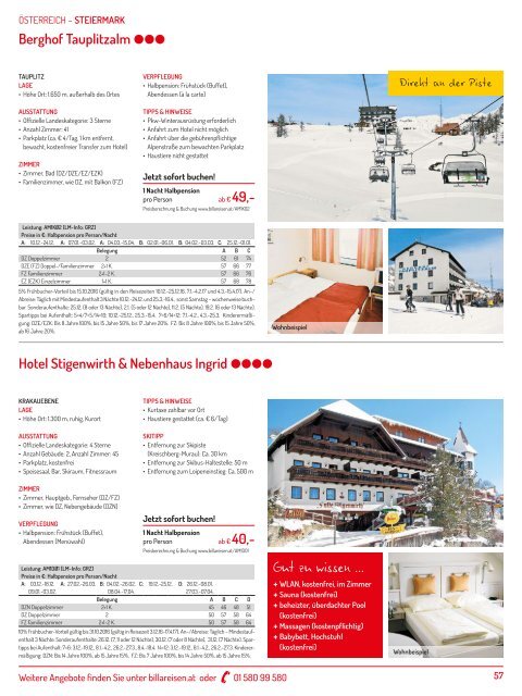 ITS Billa Reisen Winterkatalog 2016/17 - Autoreisen Wintersport Wellness