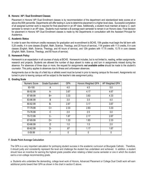 Grade Chart For High School