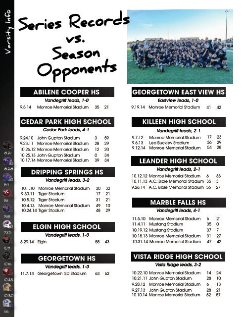 2015 Vandegrift Viper Football Media Guide