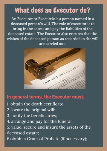 Robson Hayes Legal - What does an Executor do-