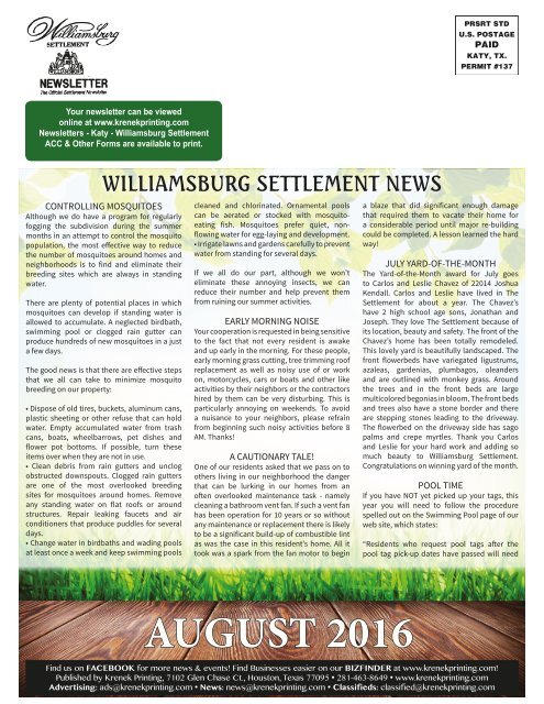Williamsburg Settlement August 2016