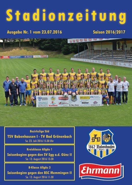 201600723 Stadionzeitung TSV Babenhausen - TV Bad Grönenbach