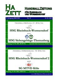 HSG Rheinbach-Wormersdorf HSG Siebengebirge-Thomasberg ...