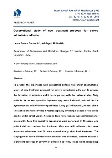 Observational study of new treatment proposal for severe intrauterine adhesion