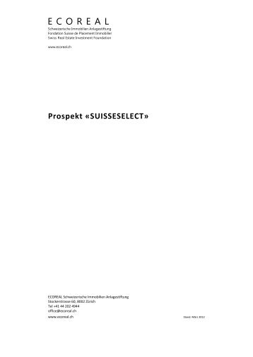 Prospekt «SUISSESELECT - Ecoreal