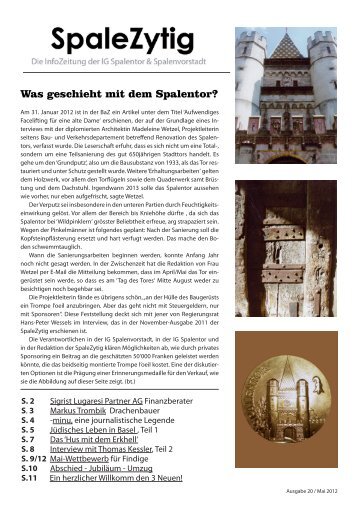 Was geschieht mit dem Spalentor? - IG Spalenvorstadt