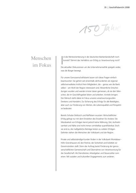 Geschäftsbericht 2008 als PDF - Volksbank Montabaur